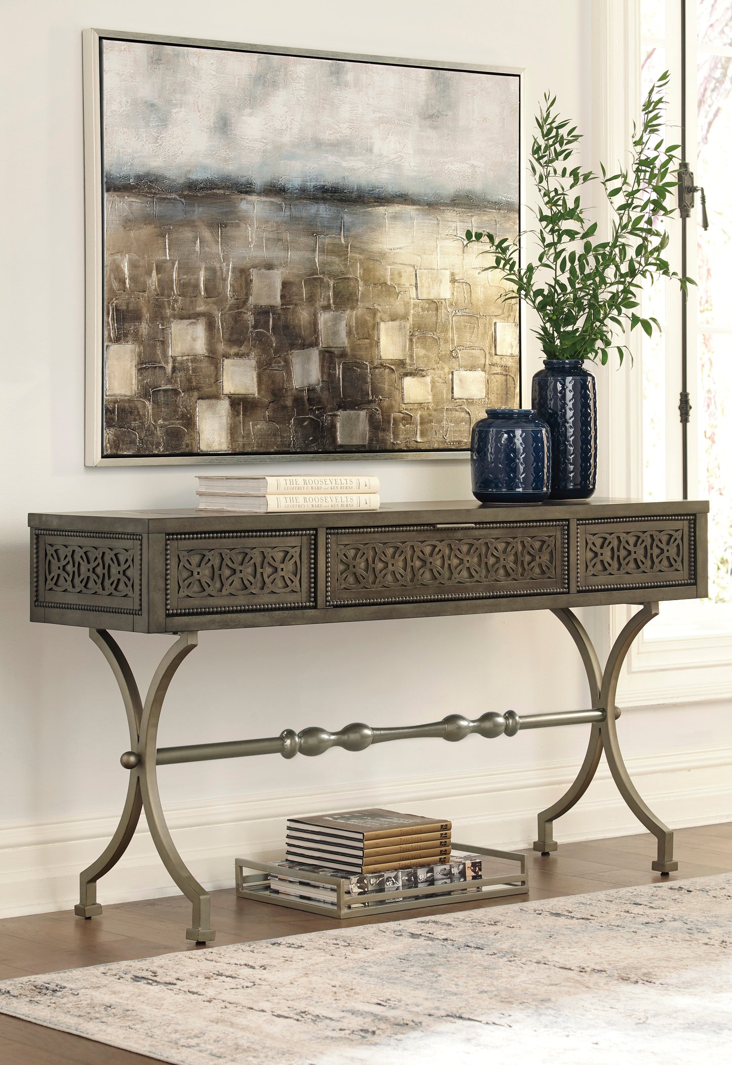 Ashley Signature Design Quinnland Sofa/Console Table Antique Black A4000077