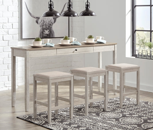 Ashley Signature Design Skempton Counter Height Dining Table and Bar Stools (Set of 3) White/Light Brown D394-223