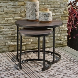 Ashley Signature Design Ayla Outdoor Nesting End Tables (Set of 2) Brown/Black P020-716