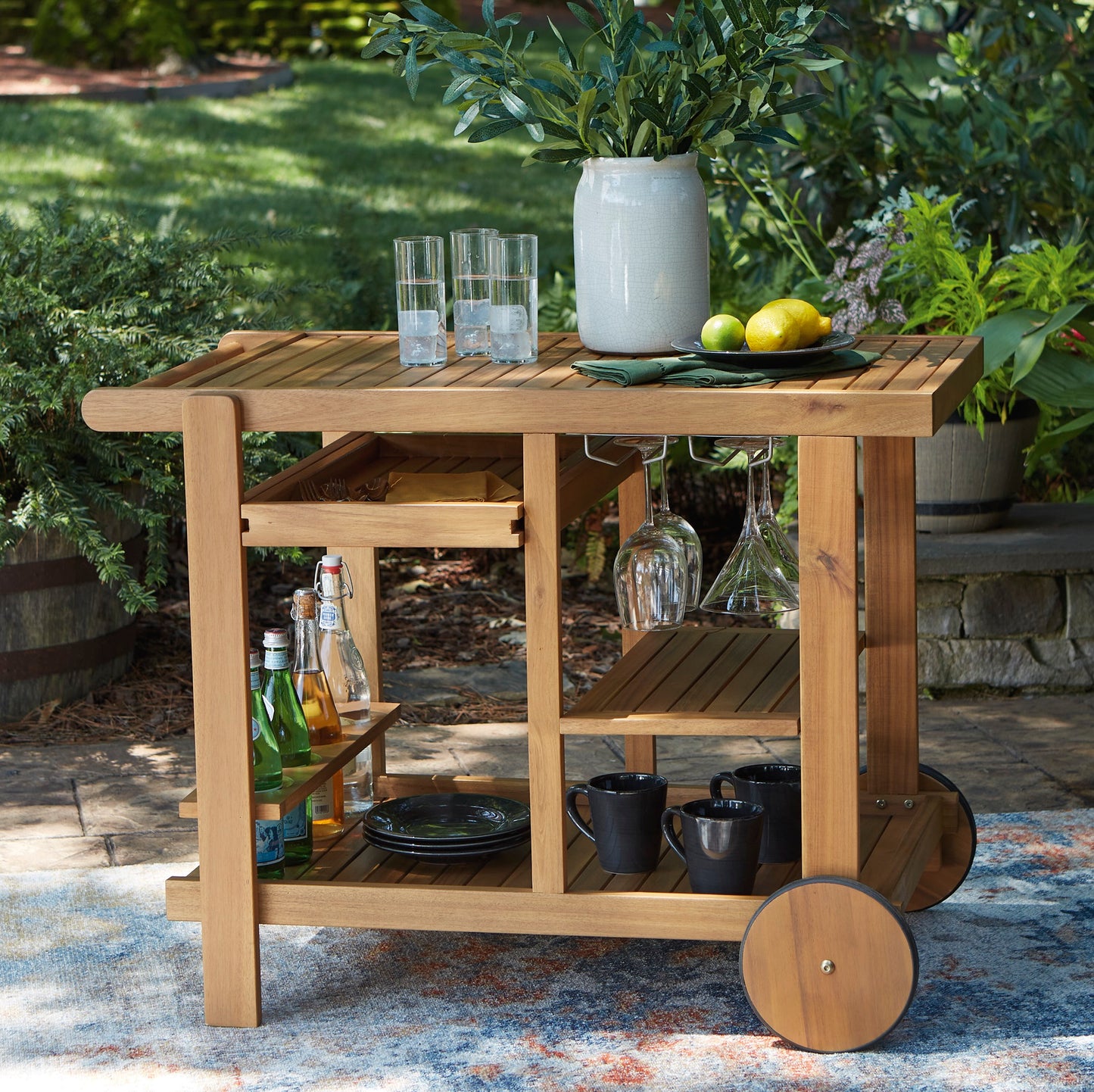 Ashley Signature Design Kailani Serving Cart Light Brown P030-660