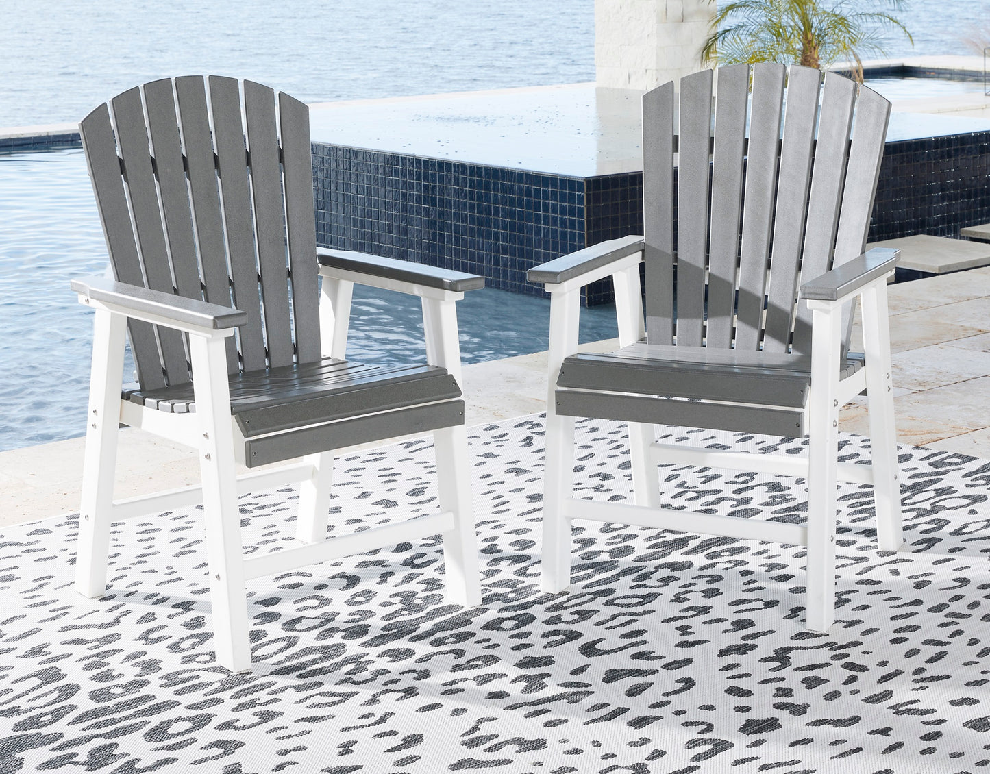 Ashley Signature Design Transville Outdoor Dining Arm Chair (Set of 2) Gray/White P210-601A