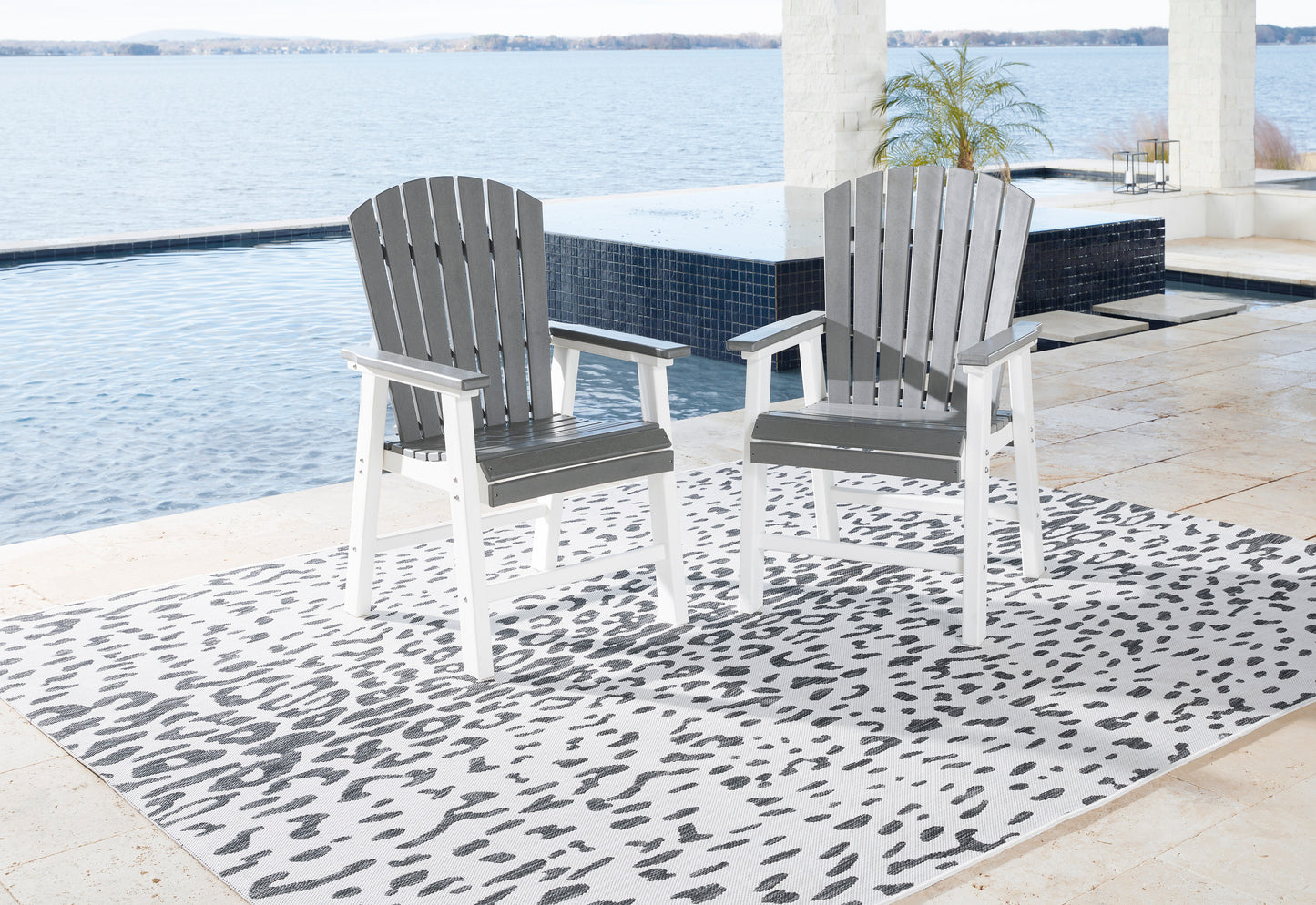 Ashley Signature Design Transville Outdoor Dining Arm Chair (Set of 2) Gray/White P210-601A