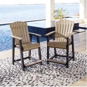 Ashley Signature Design Fairen Trail Outdoor Counter Height Bar Stool (Set of 2) Black/Driftwood P211-124