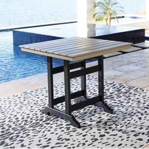 Ashley Signature Design Fairen Trail Outdoor Counter Height Dining Table Black/Driftwood P211-632