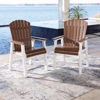 Ashley Signature Design Genesis Bay Outdoor Dining Arm Chair (Set of 2) Brown/White P212-601A