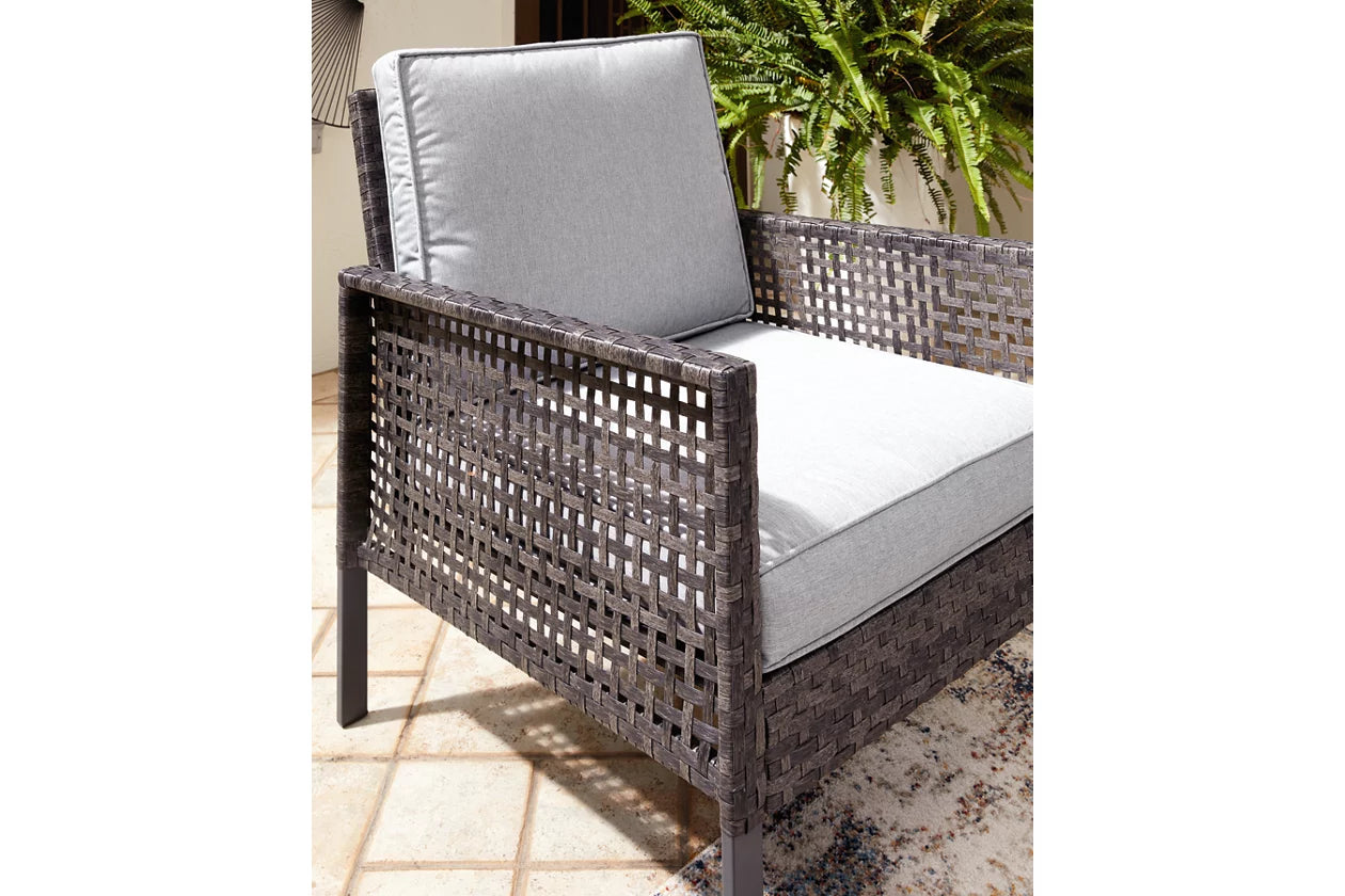 Ashley Signature Design Lainey Outdoor Love/Chairs/Table Set (Set of 4) Two-tone Gray P338-080