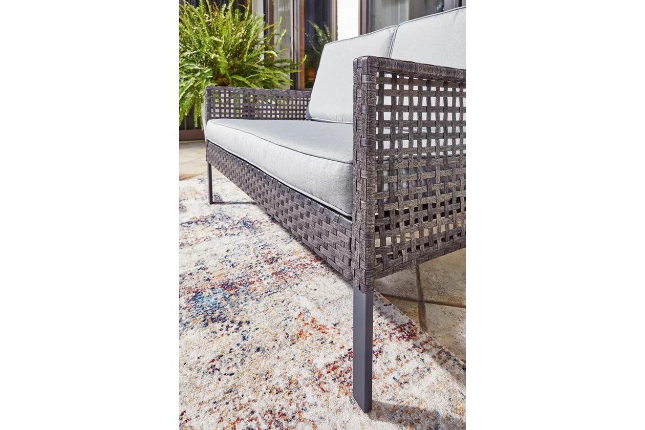 Ashley Signature Design Lainey Outdoor Love/Chairs/Table Set (Set of 4) Two-tone Gray P338-080