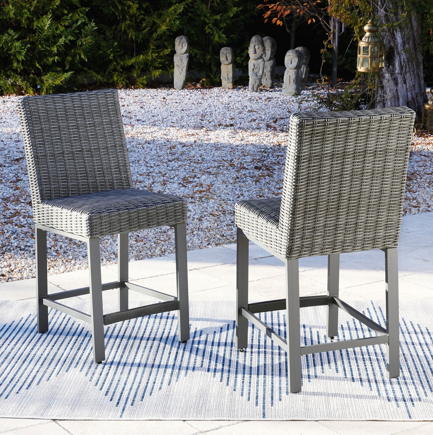 Ashley Signature Design Palazzo Outdoor Barstool (Set of 2) Gray P520-130