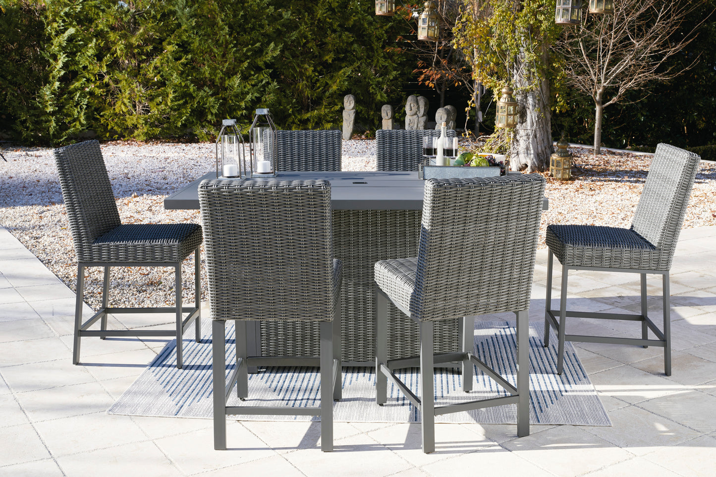 Ashley Signature Design Palazzo Outdoor Barstool (Set of 2) Gray P520-130