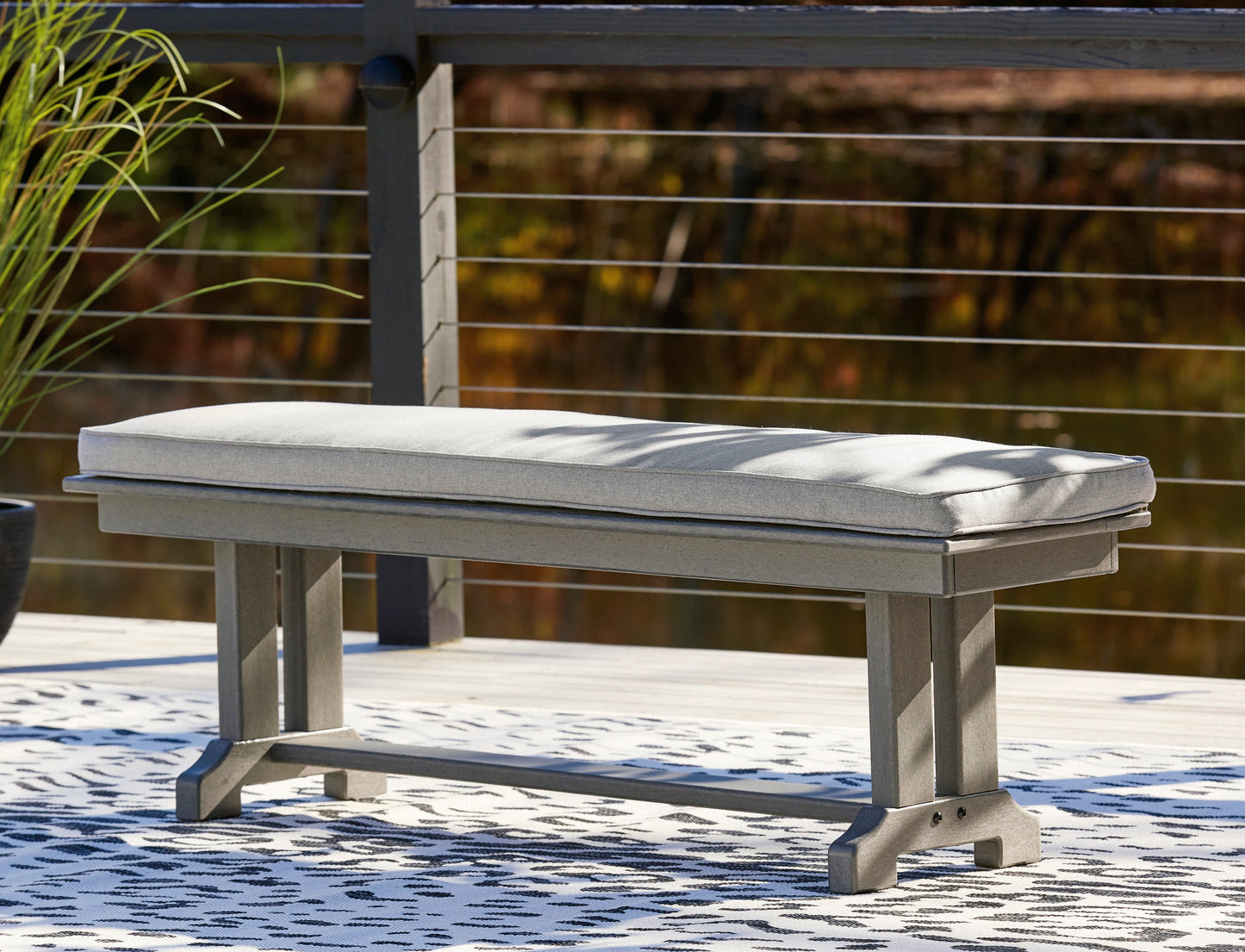 Ashley Signature Design Visola Bench with Cushion Gray P802-600