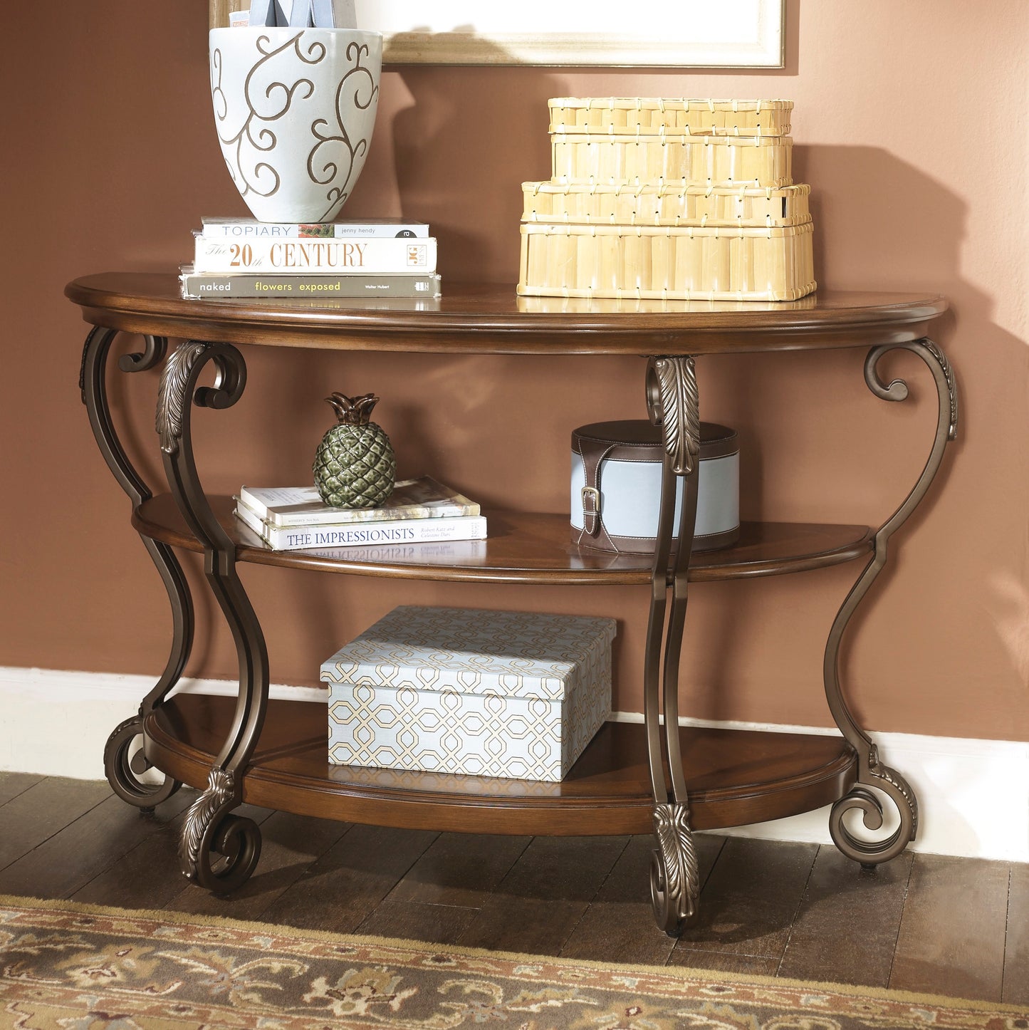 Ashley Signature Design Nestor Sofa/Console Table Medium Brown T517-4