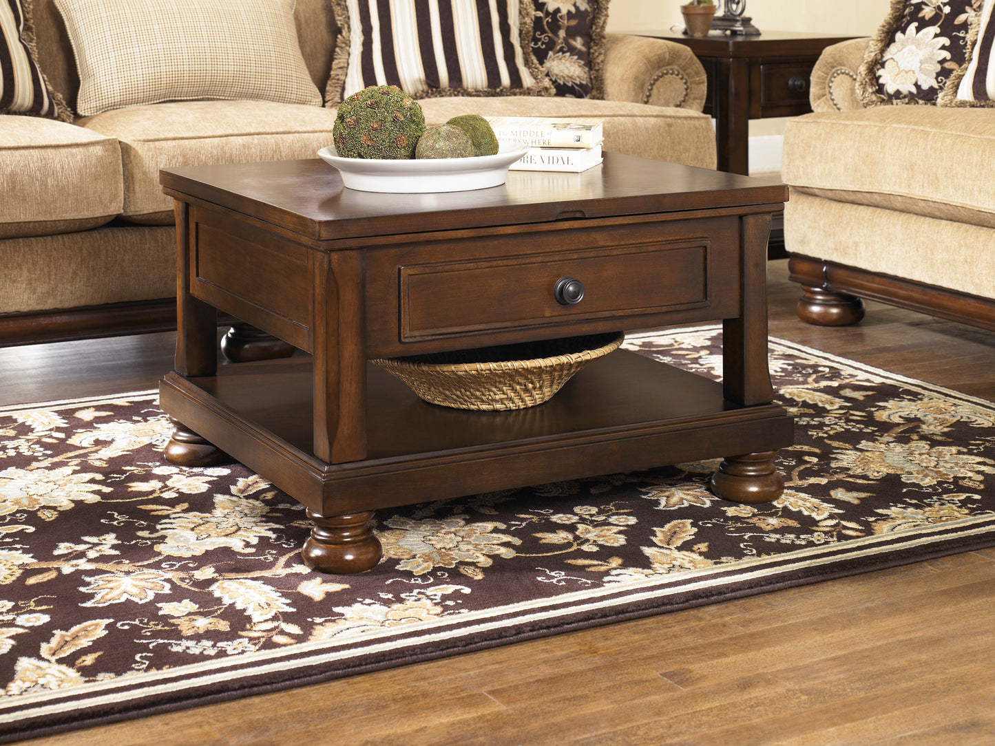 Ashley Signature Design Porter Coffee Table with Lift Top Rustic Brown T697-0