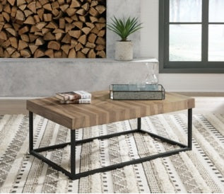 Ashley Signature Design Bellwick Coffee Table Natural/Black T777-1