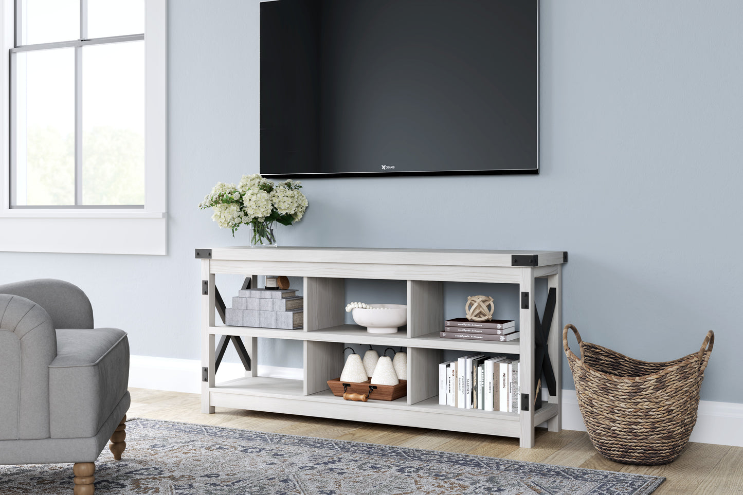 Ashley Signature Design Bayflynn TV Stand White/Black W288-58