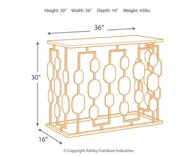 Ashley Signature Design Majaci Console Gold Finish A4000047