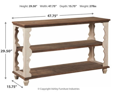 Ashley Signature Design Alwyndale Sofa/Console Table Antique White/Brown A4000107