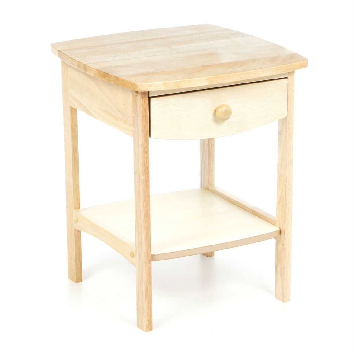 Natural Wood Finish 1-Drawer Bedroom End Table Nightstand
