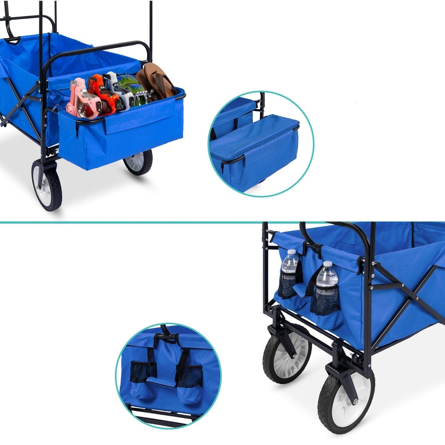 Collapsible Utility Wagon Cart Indoor/Outdoor with Canopy - Blue