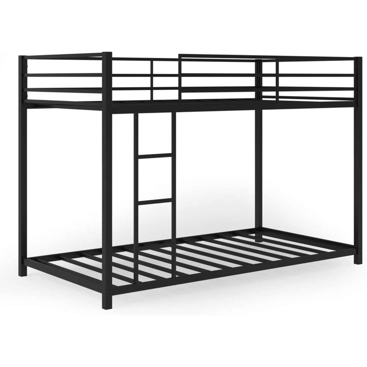 Twin over Twin Low Profile Modern Bunk Bed Frame in Black Metal Finish