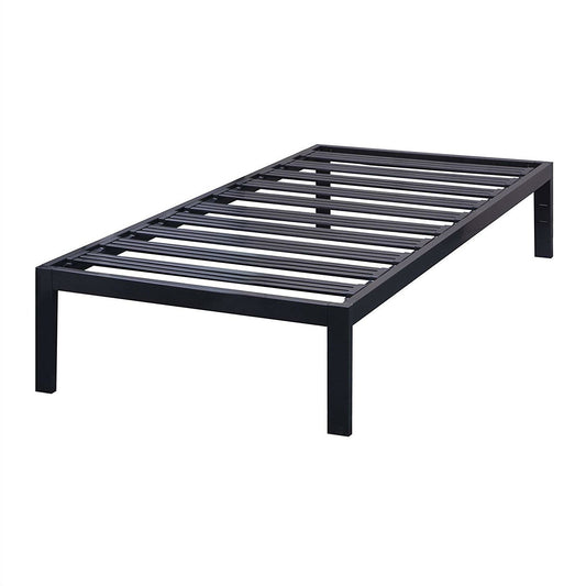 Twin XL Heavy Duty Wide Slat Steel Platform Bed Frame in Black Metal Finish