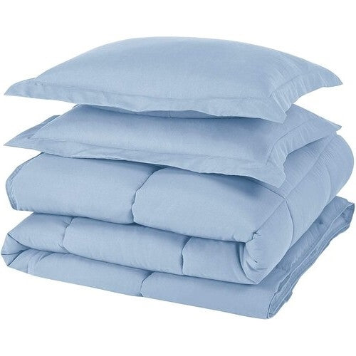 Queen Size Reversible Microfiber Down Alternative Comforter Set in Blue