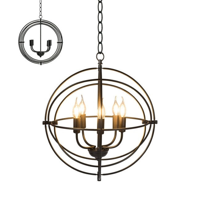 5 Light Brass Rustic Industrial Rotating Metal Chandelier