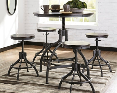 Ashley Signature Design Odium Counter Height Dining Table and Bar Stools (Set of 5) Brown D284-223