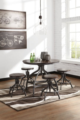 Ashley Signature Design Odium Counter Height Dining Table and Bar Stools (Set of 5) Brown D284-223