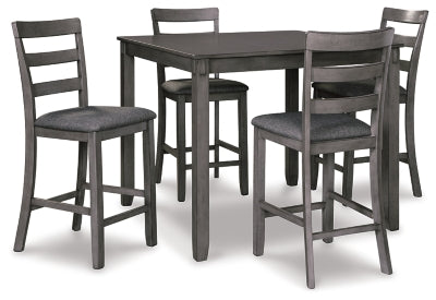 Ashley Signature Design Bridson Counter Height Dining Table and Bar Stools (Set of 5) Gray D383-223