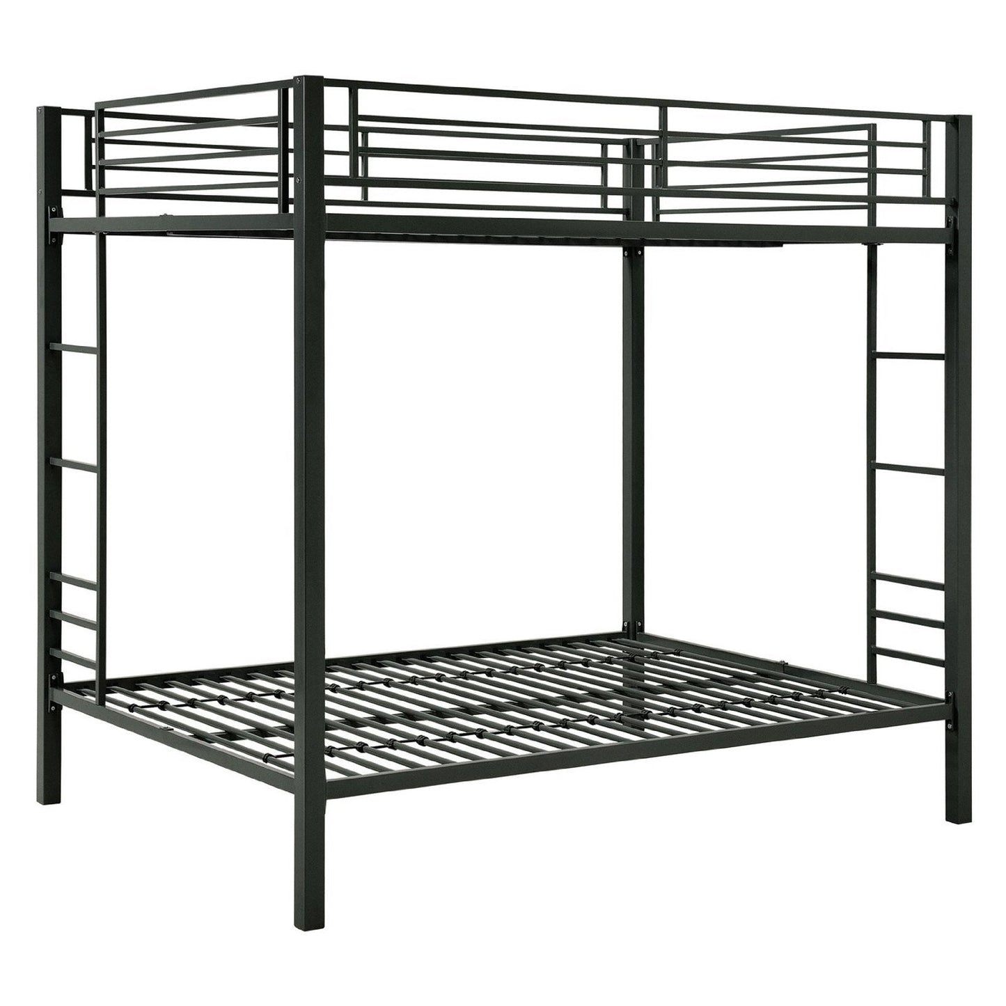 Full over Full size Sturdy Black Metal Bunk Bed