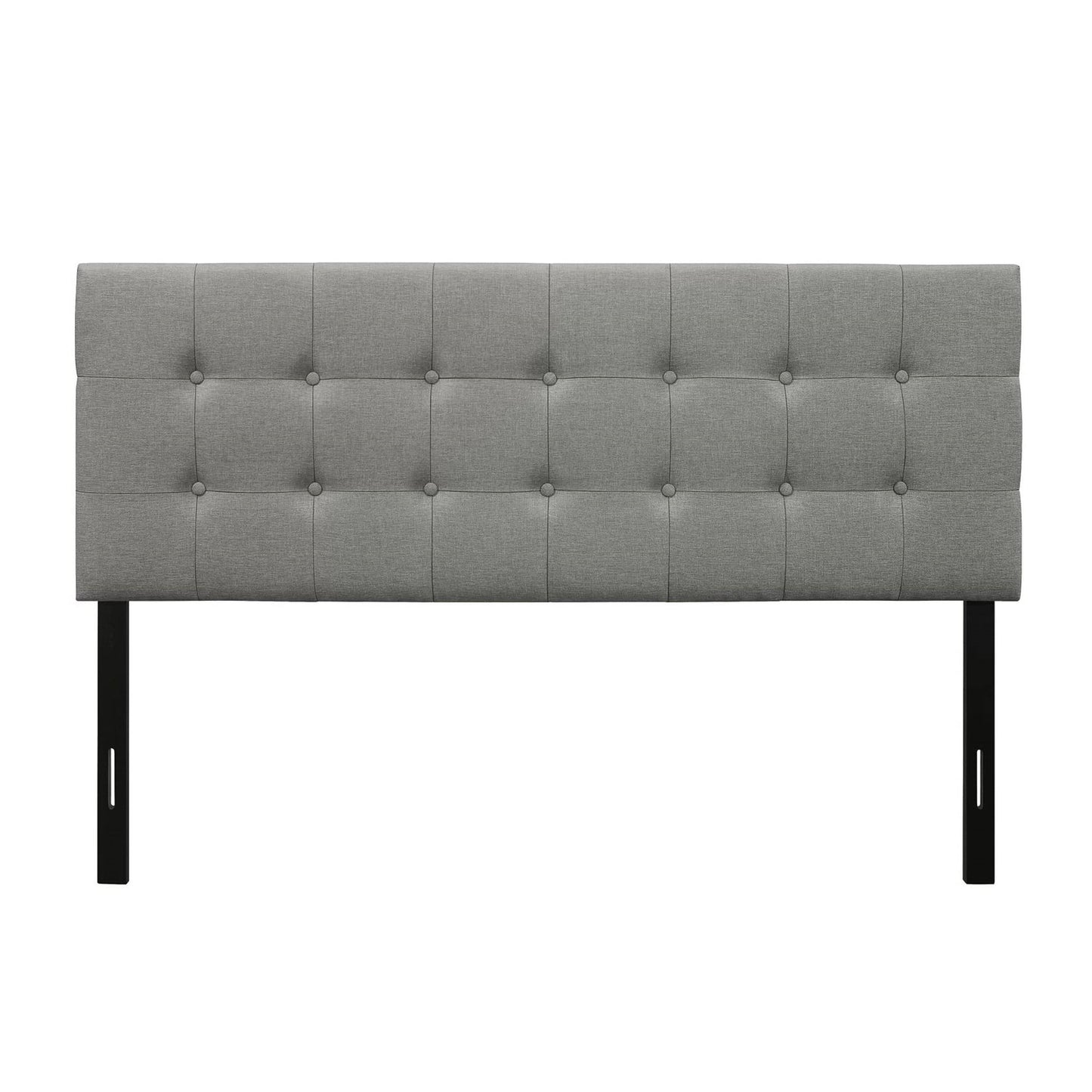 Full size Contemporary Button-Tufted Headboard in Grey Upholstered Fabric