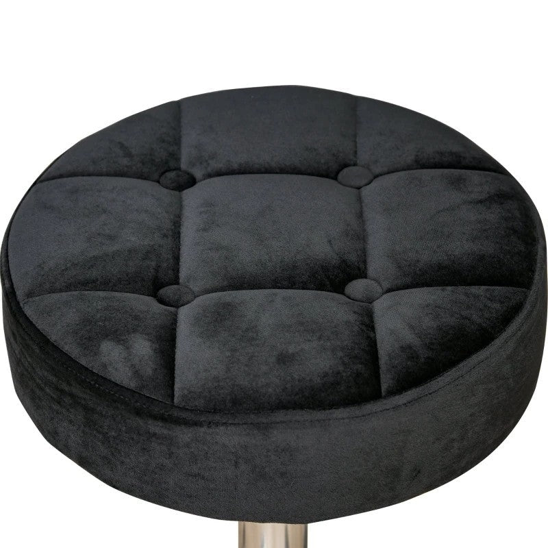 Black Button Tufted Adjustable Rolling Massage Swivel Salon Stool