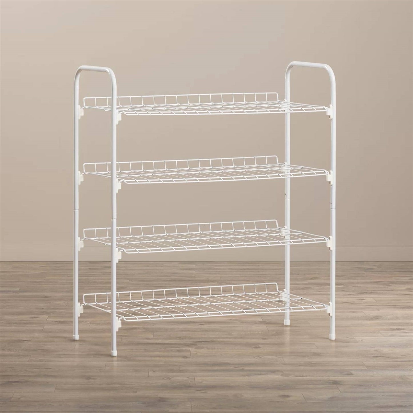 White Metal 4-Shelf Shoe Rack - Holds up to 9 Pair of Shoes