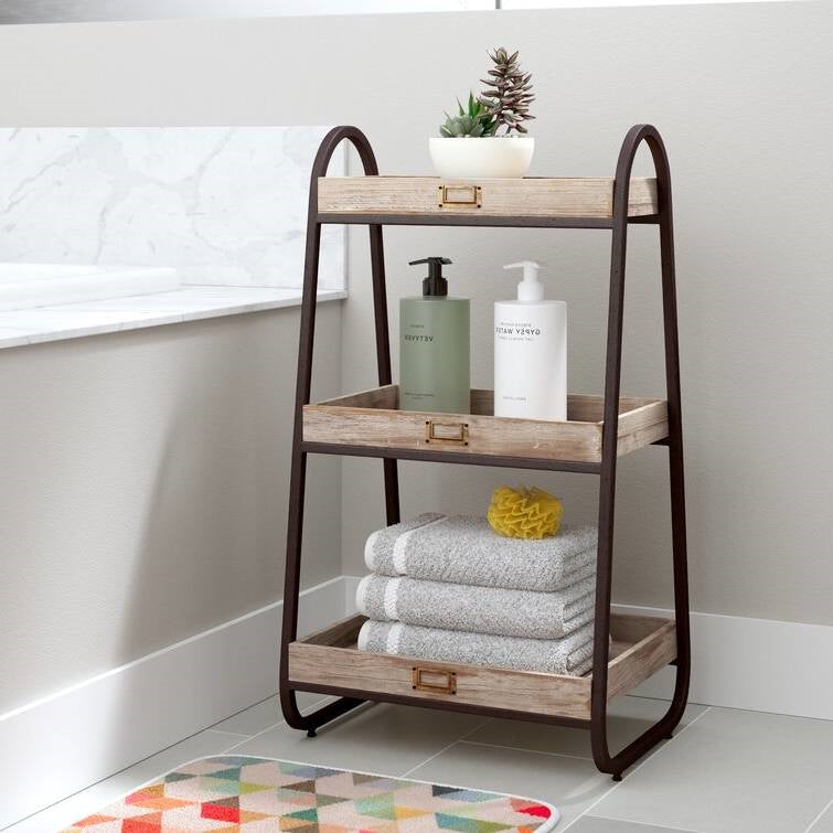 Industrial Freestanding 3-Tier Bathroom Storage Shelving Unit