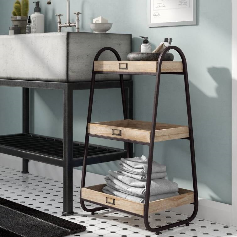 Industrial Freestanding 3-Tier Bathroom Storage Shelving Unit