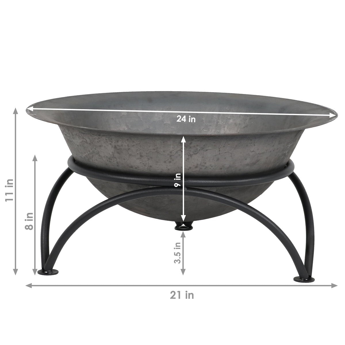 23.5 inch Wood-Burning Small Cast Iron Fire Pit Bowl with Stand