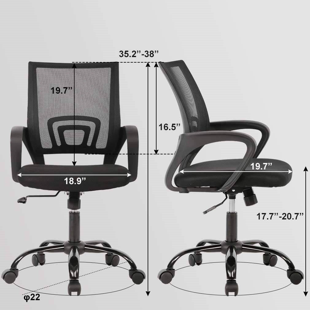 Black Modern Mid-Back Ergonomic Mesh Office Desk Chair with Armrest on Wheels