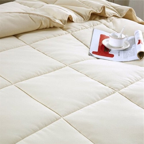 Twin/Twin XL Traditional Microfiber Reversible 3 Piece Comforter Set in Ivory