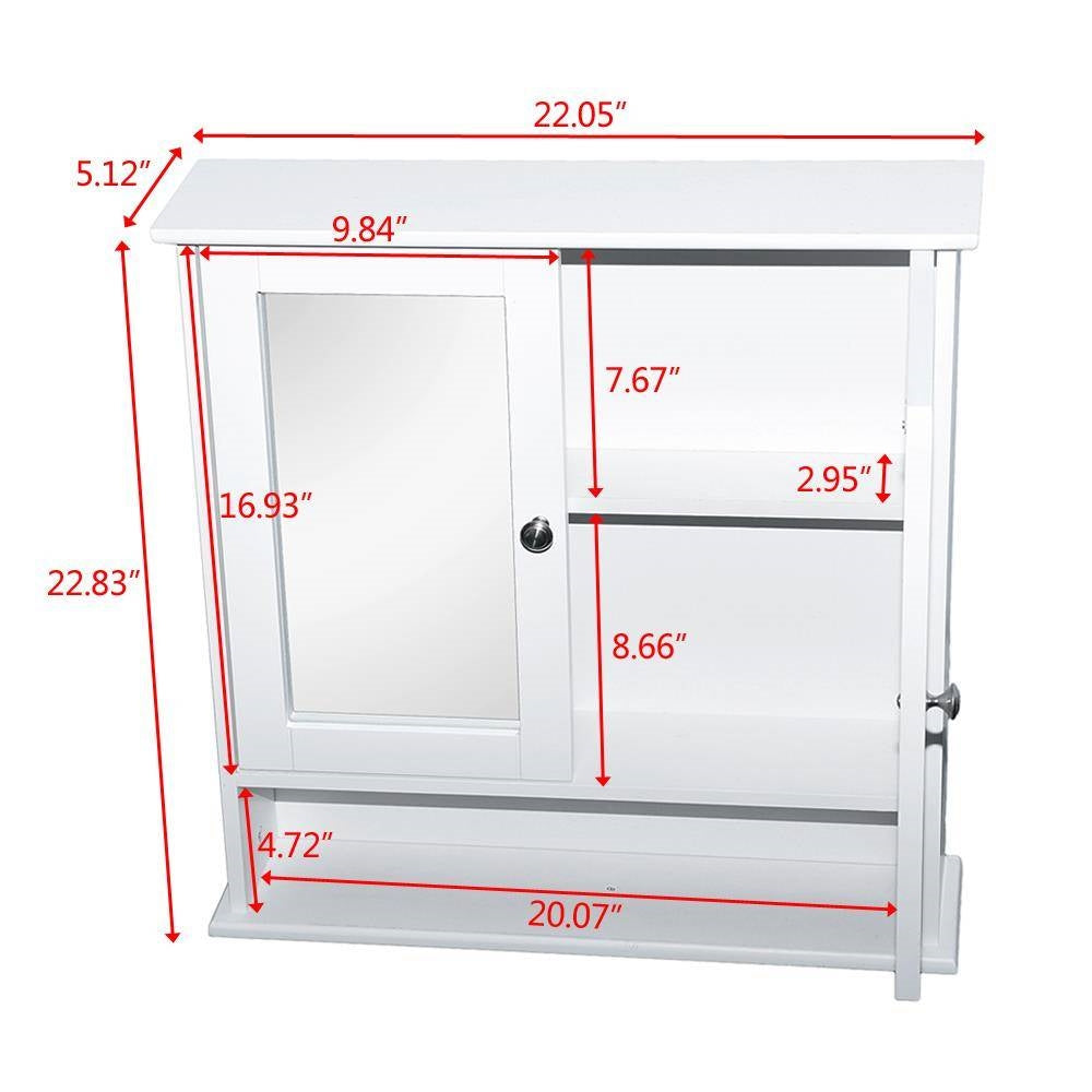 2-Door Wall Mounted Bathroom Medicine Cabinet with Mirror in White