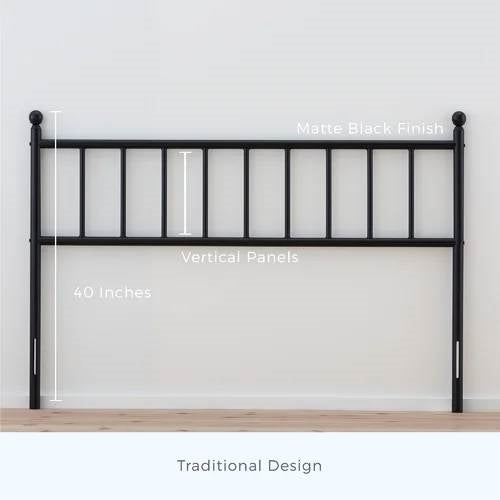 King size Traditional Farmhouse Headboard in Matte Black Metal Finish