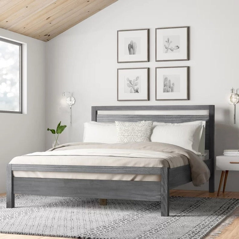 King Size FarmHouse Traditional Rustic Gray Platform Bed