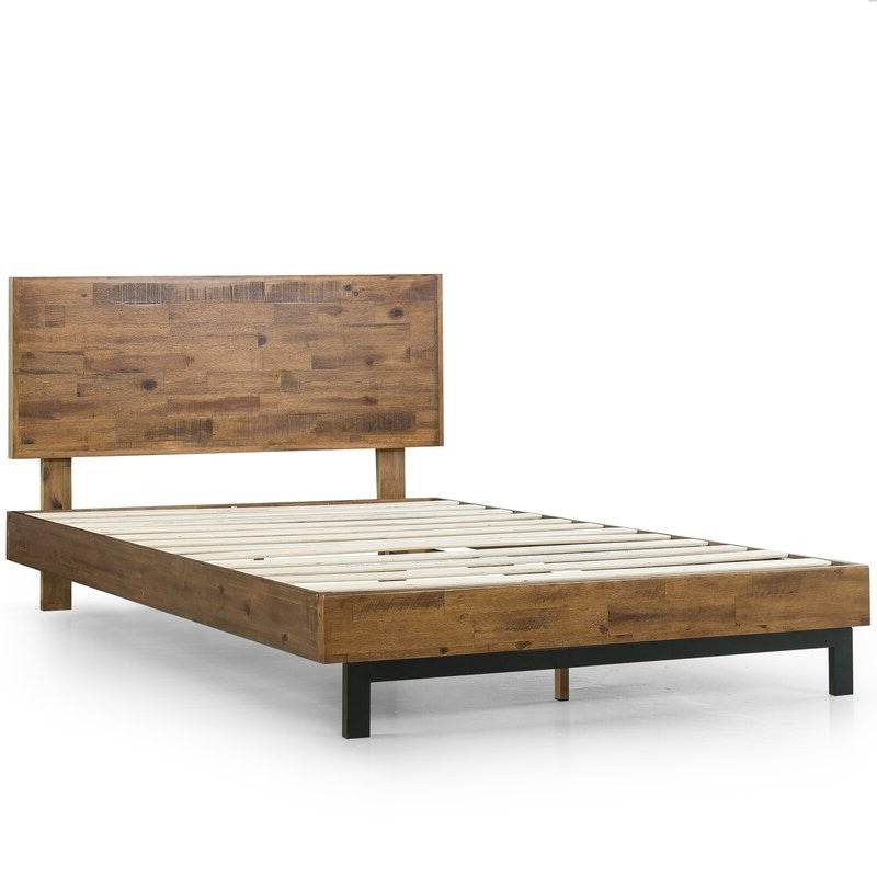 Rustic FarmHome Low Profile Pine Slatted Platform Bed in King