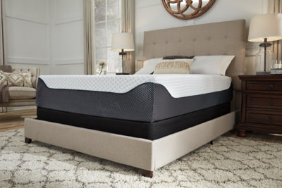 Ashley Sierra Sleep 14 Inch Chime Elite King Memory Foam Mattress in a Box White/Blue M71441