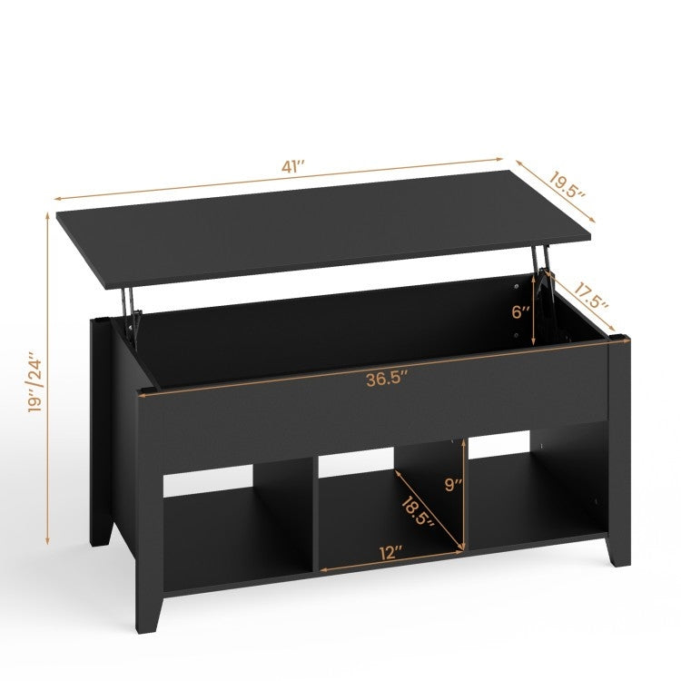 Modern Black Wooden Lift Top Coffee Table