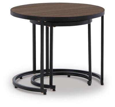 Ashley Signature Design Ayla Outdoor Nesting End Tables (Set of 2) Brown/Black P020-716