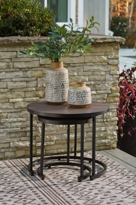 Ashley Signature Design Ayla Outdoor Nesting End Tables (Set of 2) Brown/Black P020-716