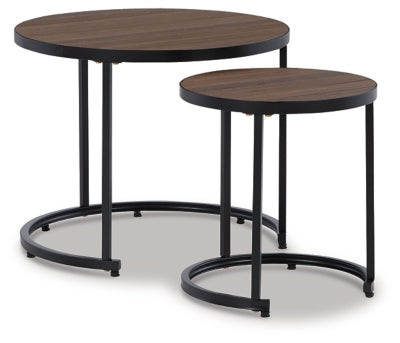 Ashley Signature Design Ayla Outdoor Nesting End Tables (Set of 2) Brown/Black P020-716