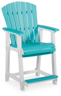 Ashley Signature Design Eisely Outdoor Counter Height Bar Stool (Set of 2) Turquoise/White P208-124