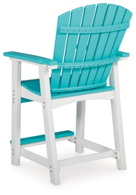 Ashley Signature Design Eisely Outdoor Counter Height Bar Stool (Set of 2) Turquoise/White P208-124