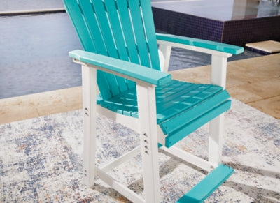 Ashley Signature Design Eisely Outdoor Counter Height Bar Stool (Set of 2) Turquoise/White P208-124